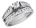 Diamond Cathedral Engagement Ring & Wedding Band 1 Carat (ctw) in 14K White Gold