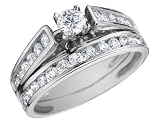 Diamond Cathedral Engagement Ring & Wedding Band 1 Carat (ctw) in 14K White Gold (Certified)