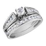 Diamond Engagement Ring and Wedding Band Set 1 Carat (ctw) in 14K White Gold (CERTIFIED)