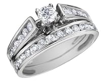 Diamond Engagement Ring and Wedding Band Set 1 Carat (ctw) in 14K White Gold (CERTIFIED)