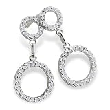 1/3ct Circle Style Dangle Diamond Earrings in 10k White Gold