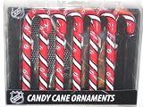 CAROLINA HURRICANES Team Logo & Colors CANDY CANE CHRISTMAS ORNAMENT SET (6 pack)