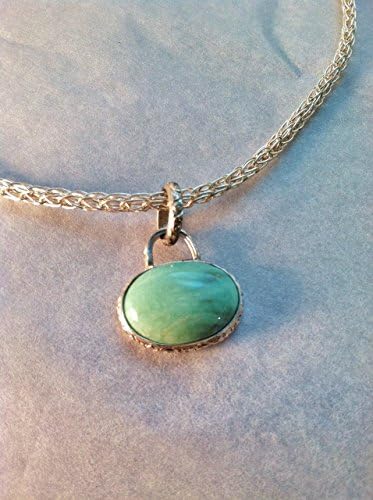 Viking Knit Necklace with Variscite Gemstone Pendant