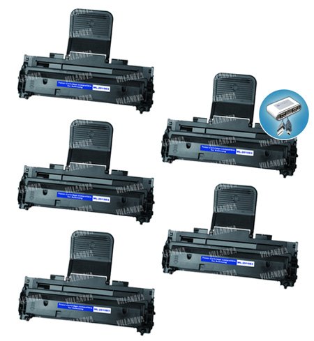 5 PACK: Compatible Remanufactured Samsung ML-2010D3 Toner Cartridge 3,000 Page Yield for ML Printers ML-2510, ML Printers ML-2010, ML Printers ML-2571N, ML Printers ML-2570 - Plus a Super Mini Hi Speed Ultra 4 Port USB 2.0 Hub for Laptop, PC or Mac.