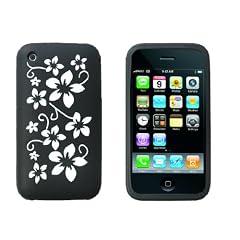 Neues Qualit�t Schwarz Blumen Muster Silikon Schutzh�lle F�r Apple IPhone 3 3g 3GS Von Yousave