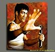 BRUCE LEE ORIGINAL MIXED MEDIA PAINTING ON CANVAS W GALLERY WRAP STYLE FRAMING 20X24X1.5"