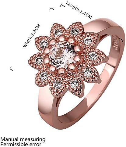 LingKing 2015 New Arrival Luxury Trendy 18K Gold Plated Stainless Steel Zircon Flower Egagement Rings for Women