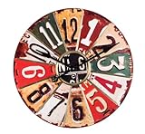 Wilco Imports,  Wooden License Plate Design Wall Clock, 29-inches x 2-inches