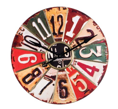 Wilco Imports,  Wooden License Plate Design Wall Clock, 29-inches x 2-inches