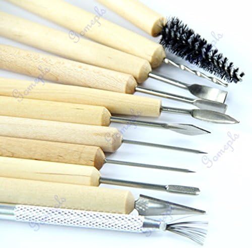 11pcs Wood Wax Handle Pottery Sculpture Clay Carving Modeling DIY Craft Tool Set