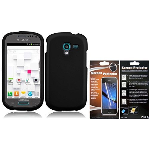 For SamsungGalaxy Exhibit T599 Hard Cover Case Black + LCD Screen Protector