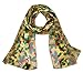 CTM Women's Long Satin Christmas Holiday Holly Leaves Scarf