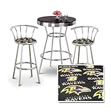 Chrome Bar Table & 2 Chrome 29" Baltimore Ravens NFL Fabric Seat Barstools