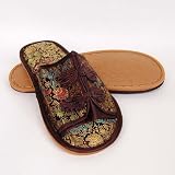 Chinese Brocade Embroidery Slippers Shoes Coffee