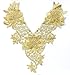 Embroidered Gold Metallic Flower Lace Collar Neckline Scrapbooking Patch Venise Applique Trimming T562