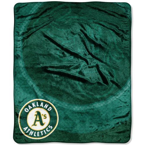 Oakland Athletics MLB Royal Plush Raschel Blanket (Retro Series) (50x60