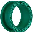 7/8" Green Acrylic Gem Rimmed Screw Fit Tunnel Plug