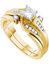 0.52CT DIAMOND 0.38CT CENTER PRINCESS BRIDAL SET