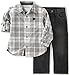 Calvin Klein Boys' Shirt and Jeans Pants Set- Gray Plaid Shirt