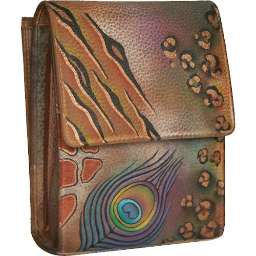 Anuschka Mini Sling Organizer Premium Peacock Safari Leather Handbags