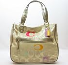 Coach Poppy Embroidered Signature East West Hallie Tote Bag 22472 Light Khaki Multi