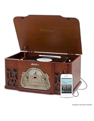 Speakers: Electrohome Wellington Record Player Retro Vinyl Turntable Real Wood Stereo System, AM/FM Radio, CD, USB for MP3, Vinyl-to-MP3 Recording, Headphone Jack, AUX Input for Smartphones (EANOS502) - Electrohome
