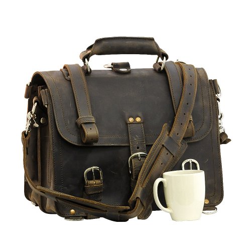 A Dark Coffee Brown Leather Briefcase, Backpack, Handbag They'll Fight Over When You're Dead X-Large