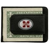 Mississippi State Bulldogs Black Leather Card Holder & Money Clip
