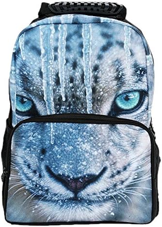 Xdeal Unisex Vivid 3D Animal Print Polyester Backpack Hiking Daypacks -Back to School (Snow leopard)