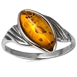 Baltic Honey Amber Sterling Silver Oval New Style Ring Cabochon Size 9x12mm