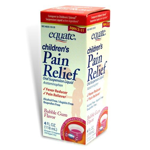 Equate Children's Pain Relief, Ages 2-11, Bubblegum Flavor, Acetaminophen Liquid 4-oz