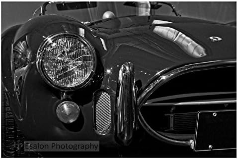 Classic Ford Cobra 1966 Shelby car black and white print, original, not a replica