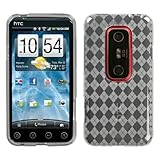 TPU Clear Argyle Pane Silicone Skin Gel Cover Case For HTC EVO 3D Shoot
