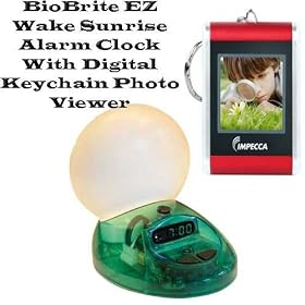 BioBrite W88650G EZ Wake Sunrise Alarm Clock Bundle With Impecca Digital Keychain Photo Viewer