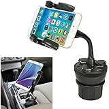 Smartphone Car Mount Holder, iKross Universal Car Cup Holder Mount with 3 Sockets and 2 USB charging port 2.1A - Black