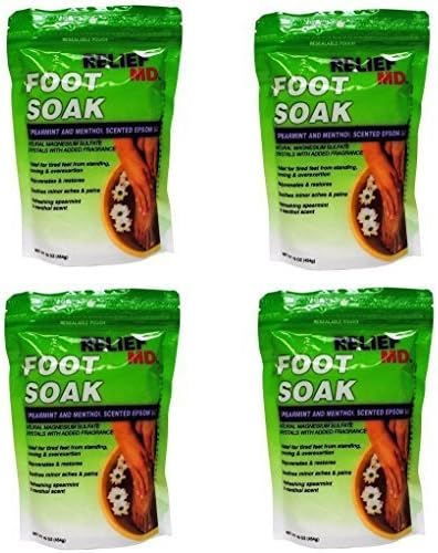 Relief MD Foot Soak Spearmint and Menthol Epsom Salt, Pack of 4 by Relief MD
