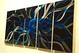 Electric Blue Night - 64 inch x 24 inch Abstract Painting Metal Wall Art sculpture for contemporary decor Sculpture by Nider the Internationally Acclaimed Artist of Modern Contemporary Decor