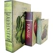 Set of 3 Fruit Motif Nested Book Shaped Boxes with Botanic Designs