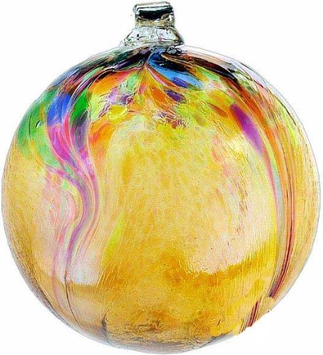 Kitras Art Glass Art Nouveau Witch Ball Ornament - Amber Gold 6
