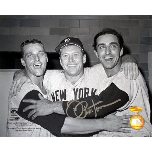 Steiner Sports MLB New York Yankees Joe Pepitone Hugging Mantle/Maris Black And White 8-by-10-Inch Signed Photograph