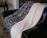 Super Soft Queen Faux Fur / Micro Fiber Blanket / Bedspread / Throw - Black Zebra