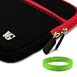 Padded Scratch & Water Resistant Black (Red Trim) Neoprene Sleeve Perfect Fit for Blackberry Playbook comes with Free Vangoddy Live*Laugh*Love Wristband
