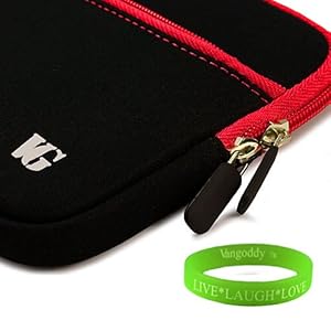 HP ProBook 4525s XT950UT 15.6 LED Notebook Ultra Protective Black with Blue Trim Neoprene Sleeve Case + VanGoddy Live*Laugh*Love Wristband"