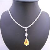 Brd645 Swarovski Ab Crystals w/ Briollette Pendant Necklace Genuine Swarovski Ab Crystals Beads