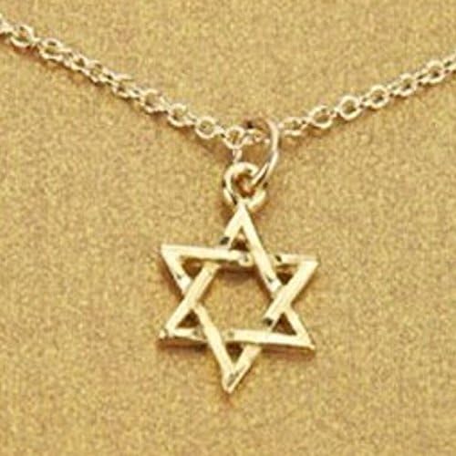 Fashion 18k Gold Filled Hexagram Jewish Star Charm Pendant Necklace with Clavicle Chain Choker Necklace (No Card)