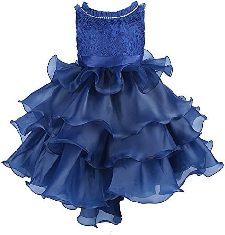 Beyougo Little and Big Girls' Princess Party Dancing Dress Mesh Bow and Rhinestones(BLUE,Y2-3)