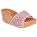 Forever Womens Cork Wedge Open Toe Rhinestone Embellished Sandals
