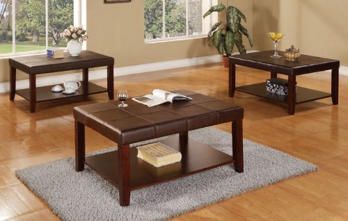 Beautiful Cocktail Table with Faux Leather in Espresso Color #PD F31181