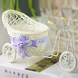 私の家族 人工ラタン三輪車自転車花瓶花バスケット花瓶ストレージ パーティー家結婚式の装飾