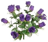 17" Elegant Raindrop Rose Bush Silk Flowers Wedding Bouquet Purple 989